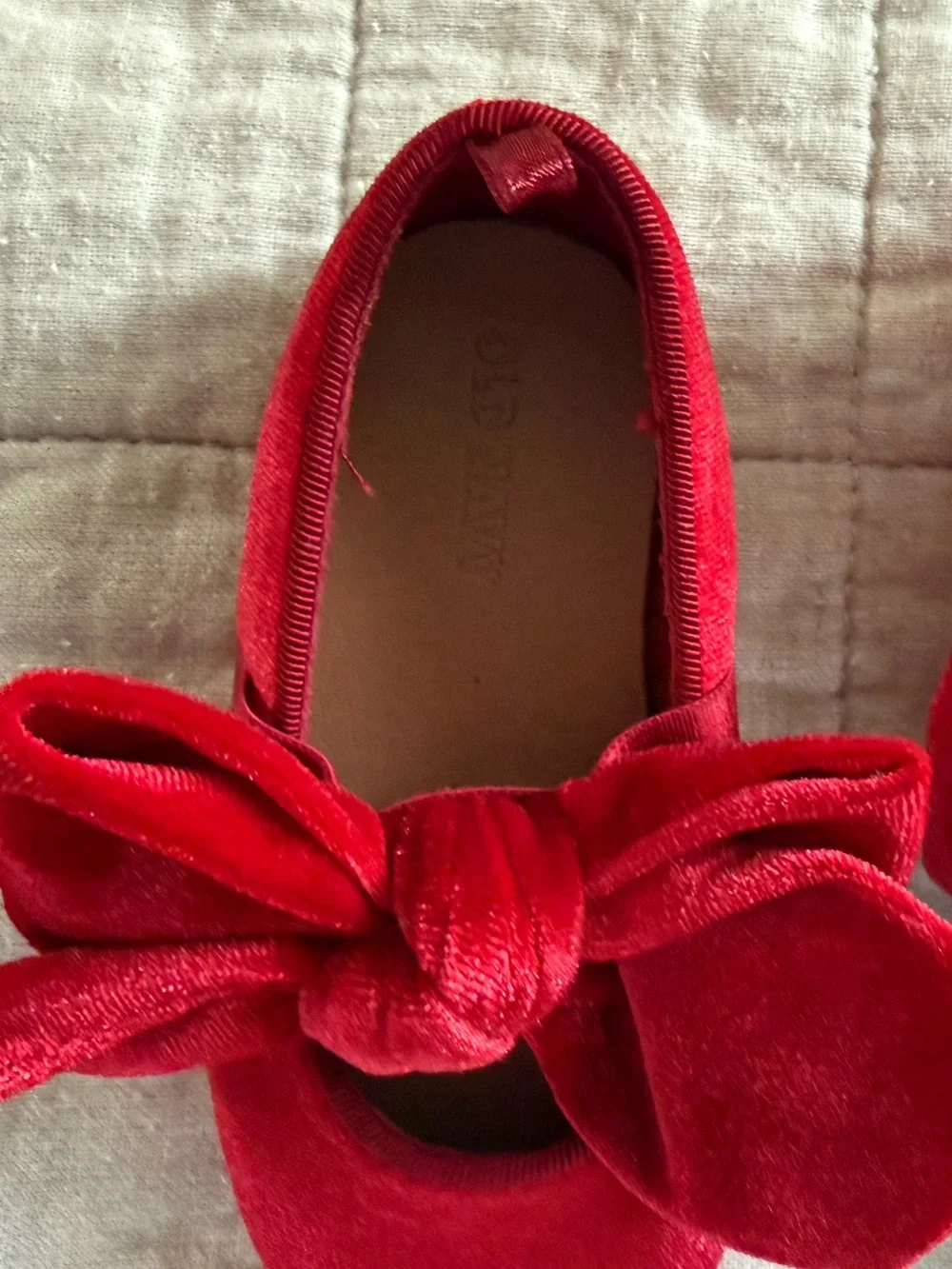 Old Navy Red Velvet Bow Mary Jane Ballet Flats for Baby